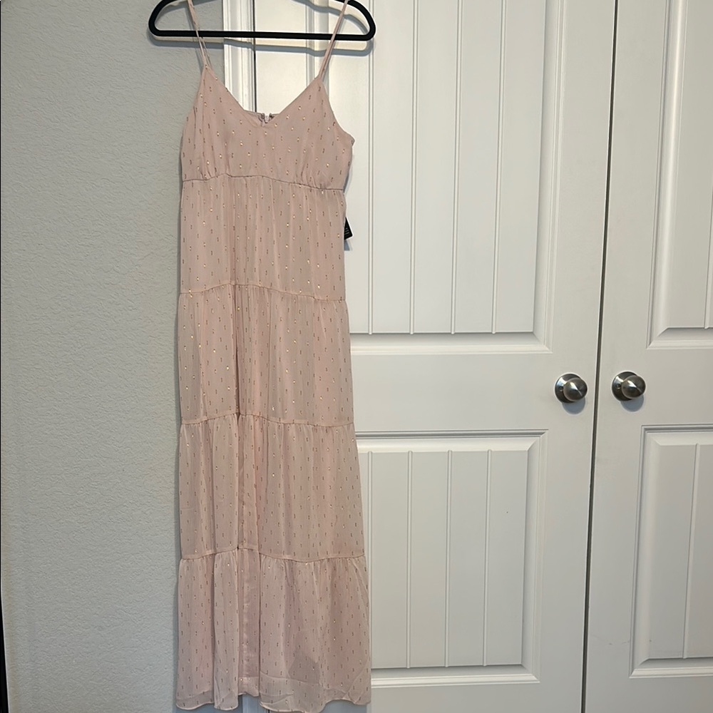 Express Light Pink Maxi Dress with Spaghetti Straps